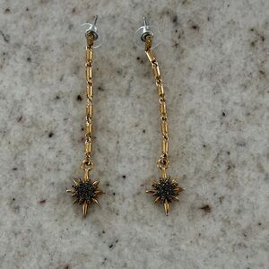 Gold Starburst Drop Earrings